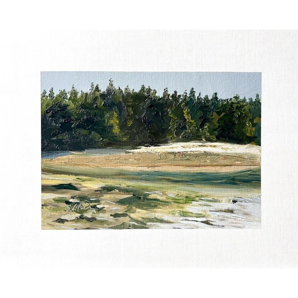 8x10 Maine Original Oil Painting Landscape Pine Trees New England Coastal Signed